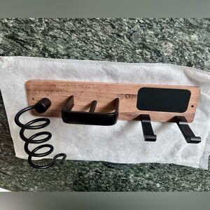 Wall-mounted hair dryer/flat iron/curling iron organizer